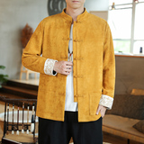 2024冬风男装鹿皮绒复古中式唐装汉服夹克外套C229/Y506/P100，男装夹克，电商C229