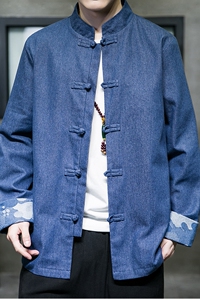 2024春夏风男装牛仔外套夹克唐装汉服上衣大码C229/Y726/P90图片