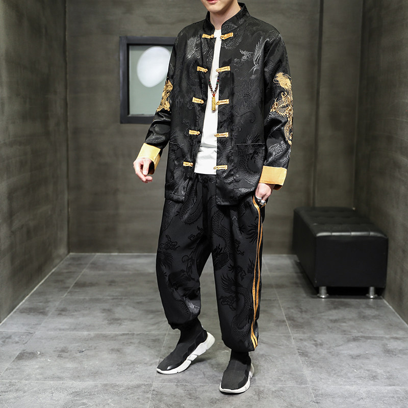 2024秋冬风男装复古中式唐装汉服套装两件套C229/TZ311/P110,男装休闲套装,电商C229