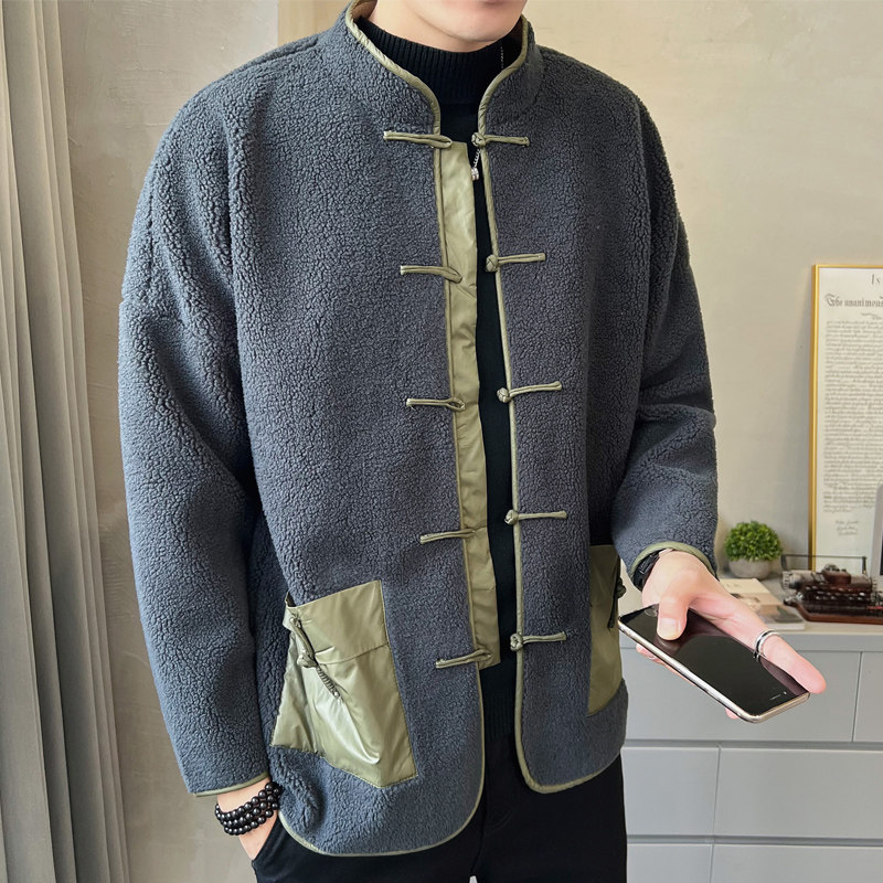 2023秋冬羊羔毛复古中式唐装汉服棉衣棉袄外套大码C229/Y919/P140,男装夹克,电商C229