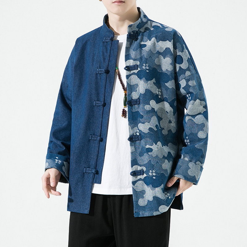 2023春夏新款风男装牛仔夹克外套唐装汉服大码C229/Y725/P90图片