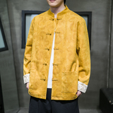 2023风男装鹿皮绒夹克刺绣唐装汉服夹克外套C229/Y718/P105，男装夹克，电商C229