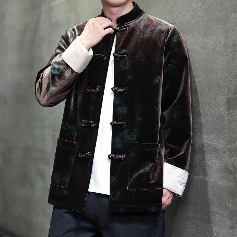 2025秋冬风男装丽丝绒唐装汉服夹克外套大码C229-Y1115-P120,男装夹克,电商C229