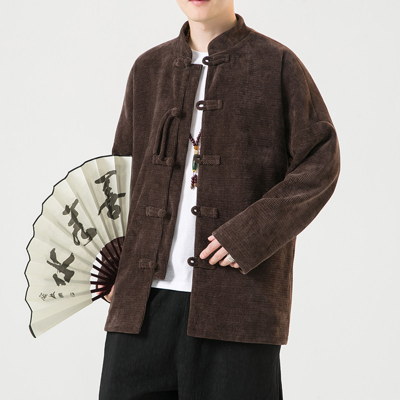 2024秋冬复古中式灯芯绒唐装汉服盘扣夹克外套大码C229/Y782/P105,男装夹克,电商C229
