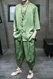 2025春夏风男装冰丝唐装汉服套装两件套大码C229/TZ350/P95，商品下架区，电商C229