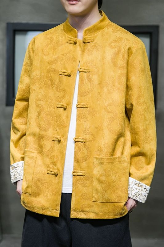 2024风男装鹿皮绒夹克刺绣唐装汉服夹克外套C229/Y718/P105,男装夹克,电商C229