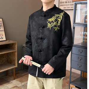 2025秋风男装鹿皮绒刺绣唐装汉服夹克外套大码C229/Y756/P105图片