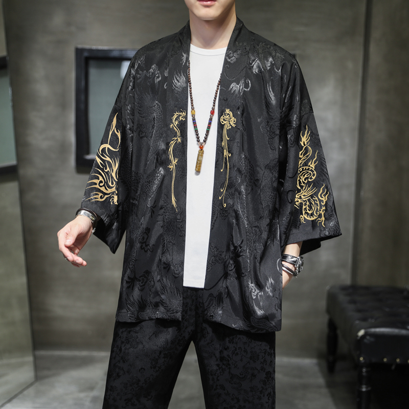 2025秋冬风男装风衣汉服刺绣外套道袍大码宽松C229/F551/P60，男装衬衫，电商C229