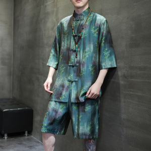 2024春夏风男装盘扣中式唐装汉服套装两件套C229-TZ360-P100图片