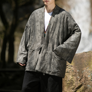 2024秋冬风男装棉麻亚麻唐装汉服风衣外套大码C229/Y791/P80图片