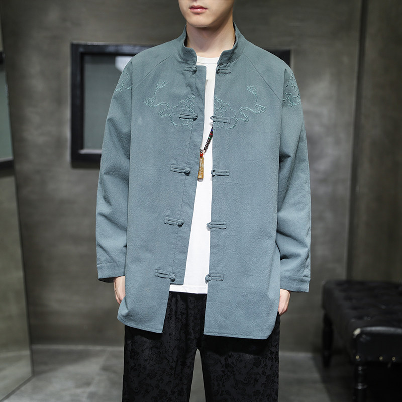 2024春夏新款风男装盘扣刺绣唐装汉服夹克外套C229/Y36/P80,男装民族服装,电商C229