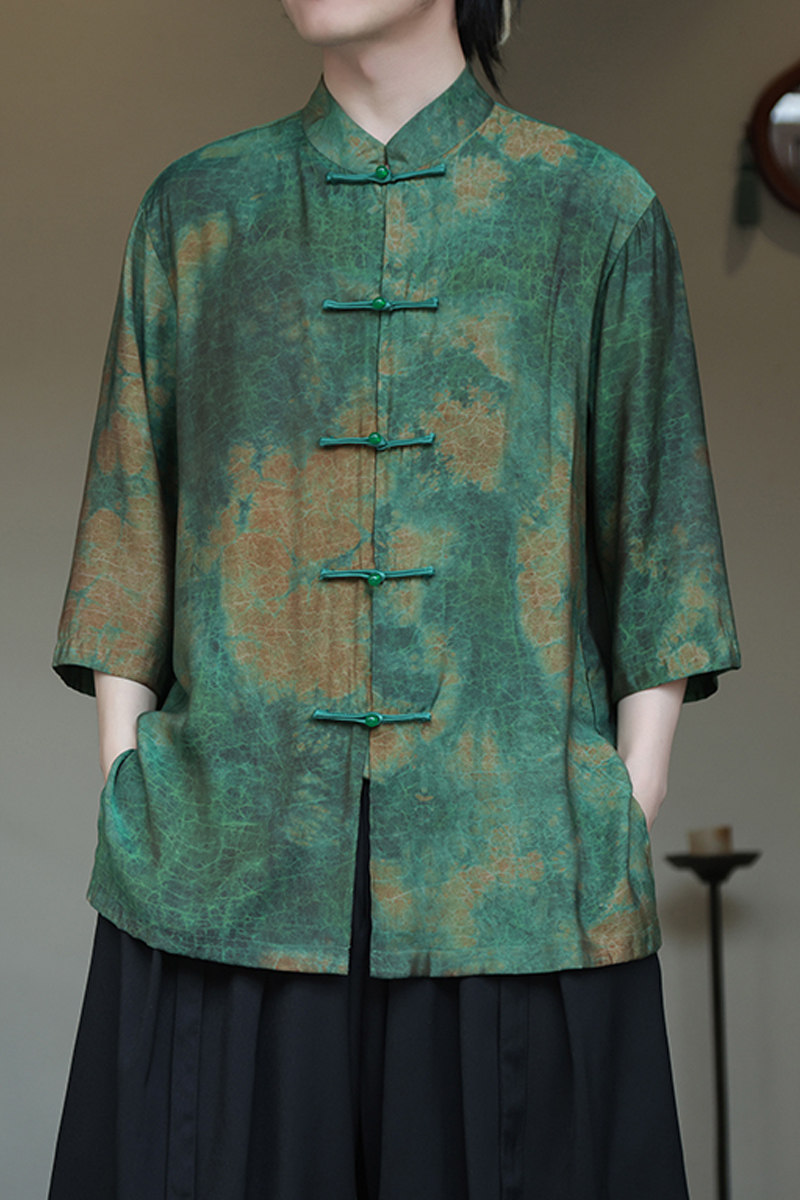 2024夏风男装印花唐装汉服短袖五分袖衬衫衬衣C229-Y1004-P70,男装衬衫,电商C229