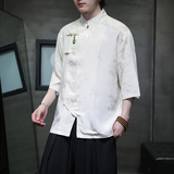 2024夏季风男装冰丝唐装短袖五分袖衬衫衬衣C229-Y1034-P80，男装衬衫，电商C229