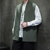 2025秋冬风男装棉麻亚麻唐装中式汉服马甲外套C229-Y1093-P85，男装背心/马甲，电商C229