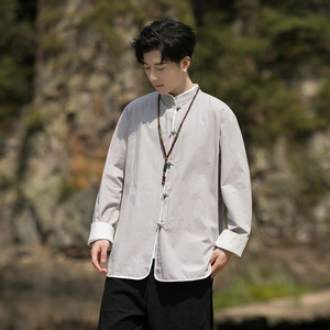 2024秋冬风男装棉麻中式亚麻唐装汉服衬衫衬衣C229/Y658/P80图片