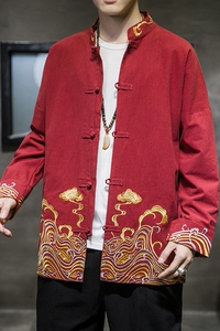 2024春夏风男装棉麻亚麻刺绣唐装汉服夹克外套C229/Y63/P80图片