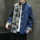 2024春夏风男装拼接撞色唐装汉服夹克外套大码C229/Y635/P80，男装夹克，电商C229