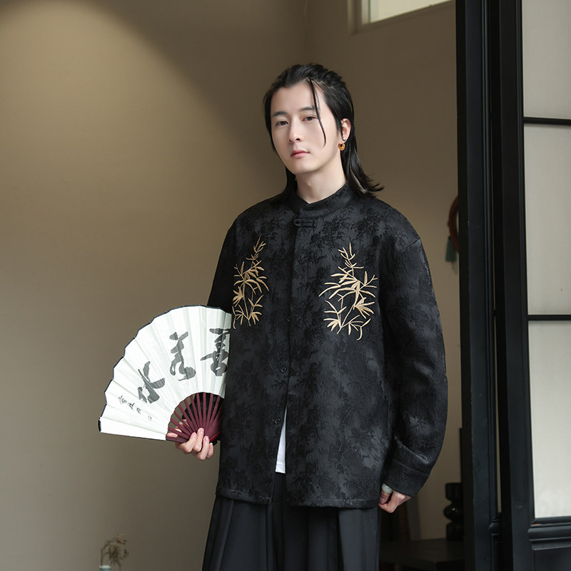 2024春夏新款风男装刺绣唐装汉服长袖衬衫衬衣C229-Y1011-P80,男装衬衫,电商C229