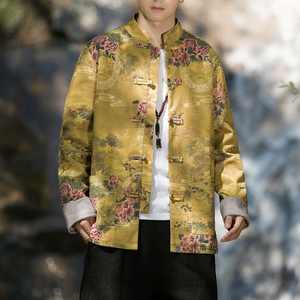 2024冬风男装鹿皮绒复古中式唐装汉服夹克外套C229/Y754/P105