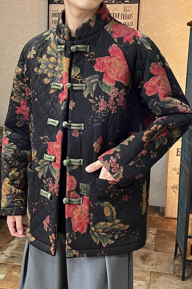 2025秋冬风印花唐装汉服男装棉衣棉袄大码C229-Y1126-P160,男装棉衣,电商C229