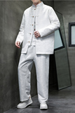 2024春夏风男装提花盘扣唐装汉服套装两件套C229-TZ358-P140，男装休闲套装，电商C229