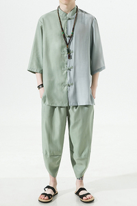 2024夏款风男装冰丝唐装汉服套装两件套大码C229/TZ344/P85图片
