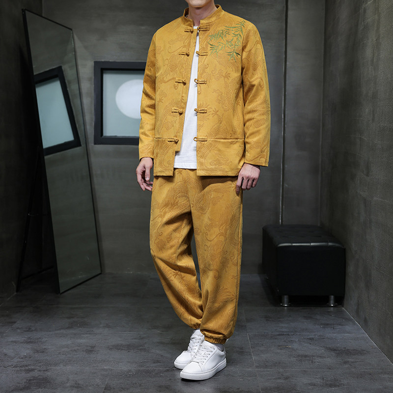 2025秋冬风男装刺绣唐装汉服套装两件套大码C229-TZ364-P160,男装休闲套装,电商C229