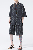 2024春夏风男装中式冰丝唐装汉服套装两件套C229-TZ361-P100，男装休闲套装，电商C229