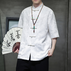 2024春夏风男装提花唐装汉服盘扣中式衬衫衬衣C229-Y996-P70图片