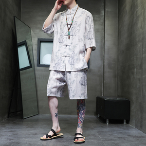 2024春夏风男装复古中式唐装汉服套装两件套C229-TZ361-P100图片