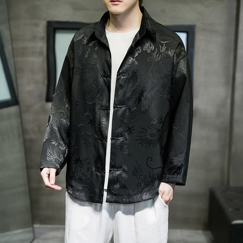 2023春夏新款风男装盘扣长袖衬衫冰丝唐装汉服C229/Y650/P60,男装衬衫,电商C229