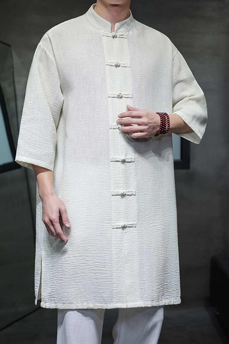 2025夏风男装棉麻亚麻唐装汉服长款衬衫衬衣C229-Y1092-P100,男装衬衫,电商C229