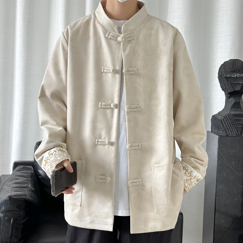 2024春夏风男装鹿皮绒提花唐装汉服夹克外套C229/Y718/P105,男装夹克,电商C229
