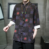 2024春夏风男装唐装汉服印花复古中式衬衫衬衣C229/Y736/P65，男装衬衫，电商C229