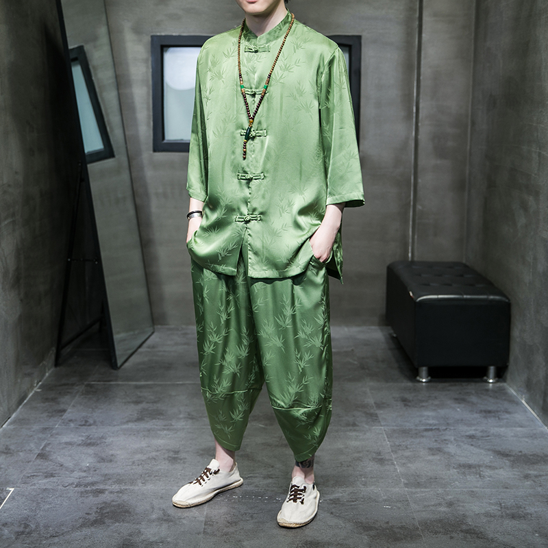 2025春夏风男装冰丝唐装汉服套装两件套大码C229/TZ350/P95，商品下架区商品下架区，电商C229