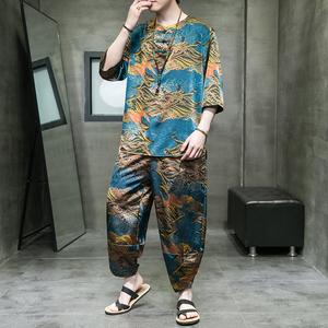 2023风男装复古中式印花唐装汉服套装两件套C229/TZ356/P100图片
