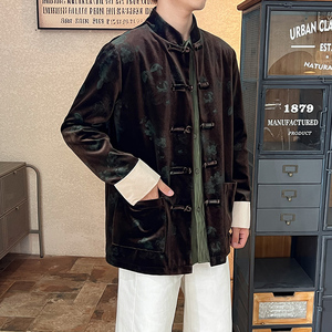 2025秋冬风男装丽丝绒唐装汉服夹克外套大码C229-Y1115-P120图片