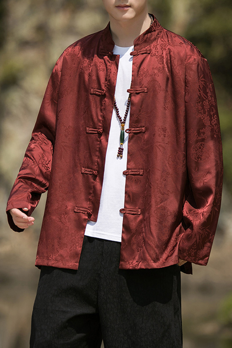 2024秋冬风男装冰丝唐装中式汉服长袖衬衫衬衣C229/Y795/P85,男装衬衫,电商C229