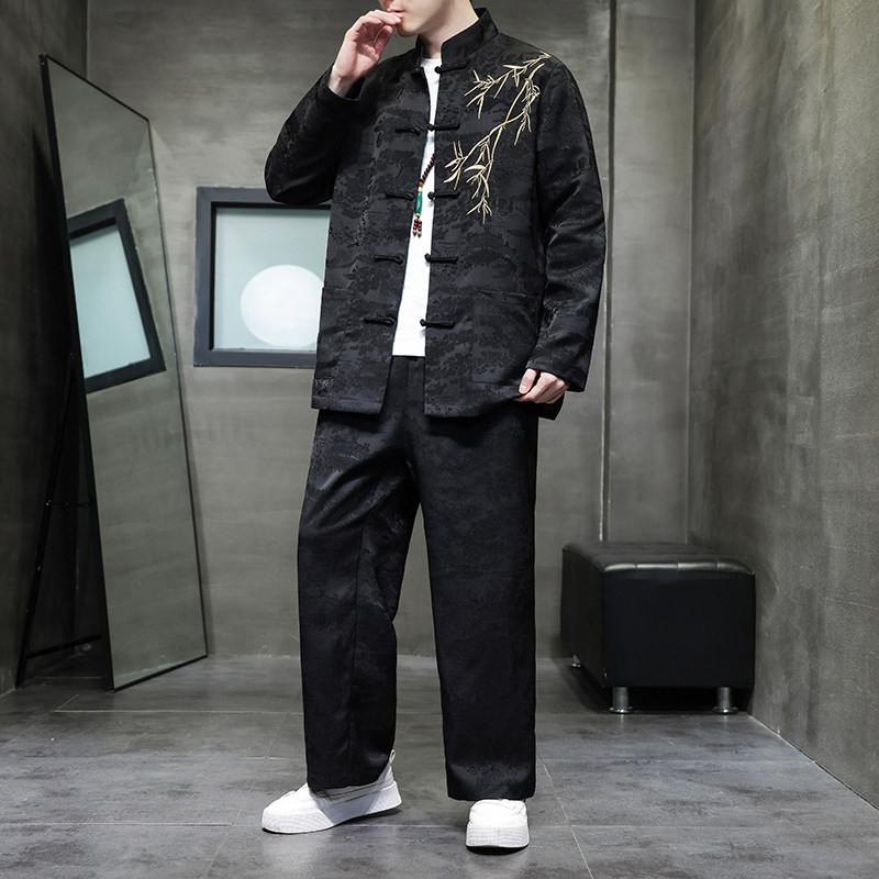 2024春夏风男装中式唐装汉服刺绣套装两件套C229-TZ359-P140,男装休闲套装,电商C229