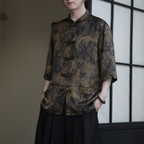 2024夏风男装印花唐装汉服短袖五分袖衬衫衬衣C229-Y1038-P70，男装衬衫，电商C229