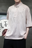 2024春夏新款风男装冰丝唐装汉服五分袖短袖T恤C229-T211-P60，男装T恤，电商C229