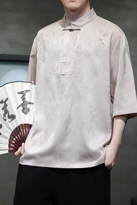 2024春夏新款风男装冰丝唐装汉服五分袖短袖T恤C229-T211-P60图片
