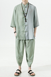 2024夏款风男装冰丝唐装汉服套装两件套大码C229/TZ344/P85，男装休闲套装，电商C229