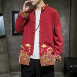 2024春夏风男装棉麻亚麻刺绣唐装汉服夹克外套C229/Y63/P80，男装夹克，电商C229