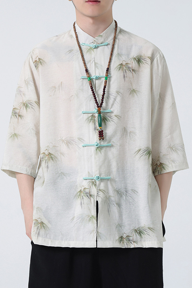 2024夏风男装冰丝唐装汉服短袖五分袖衬衫衬衣C229-Y1003-P70,男装衬衫,电商C229