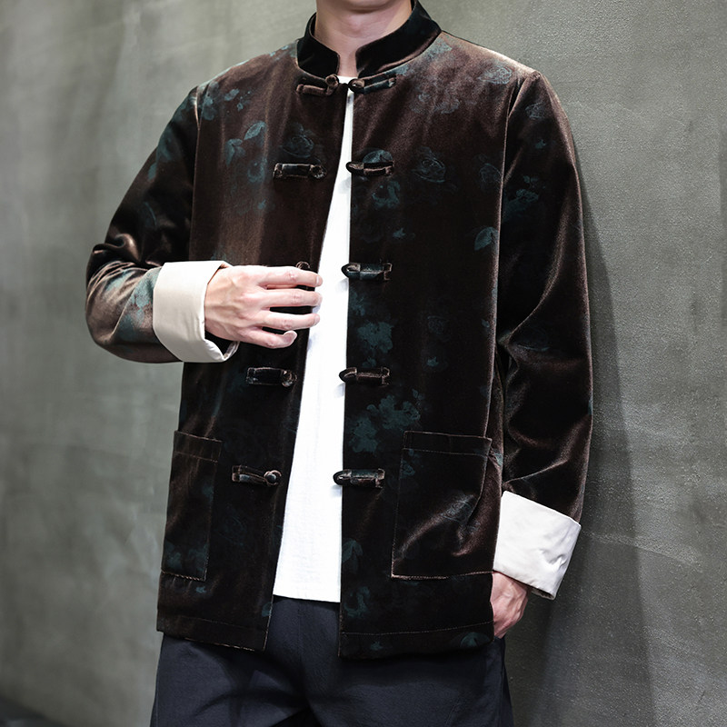 2025秋冬风男装丽丝绒唐装汉服夹克外套大码C229-Y1115-P120,男装夹克,电商C229