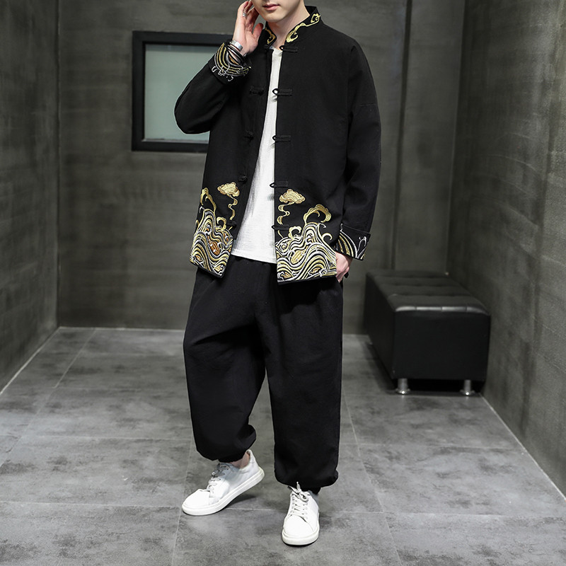 2024春夏风男装刺绣套装两件套唐装汉服大码C229/TZ319/P110,男装休闲套装,电商C229