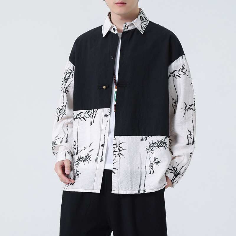 2024春夏新款棉麻亚麻唐装汉服中式长袖衬衫衬衣C229-Y998-P75,男装衬衫,电商C229