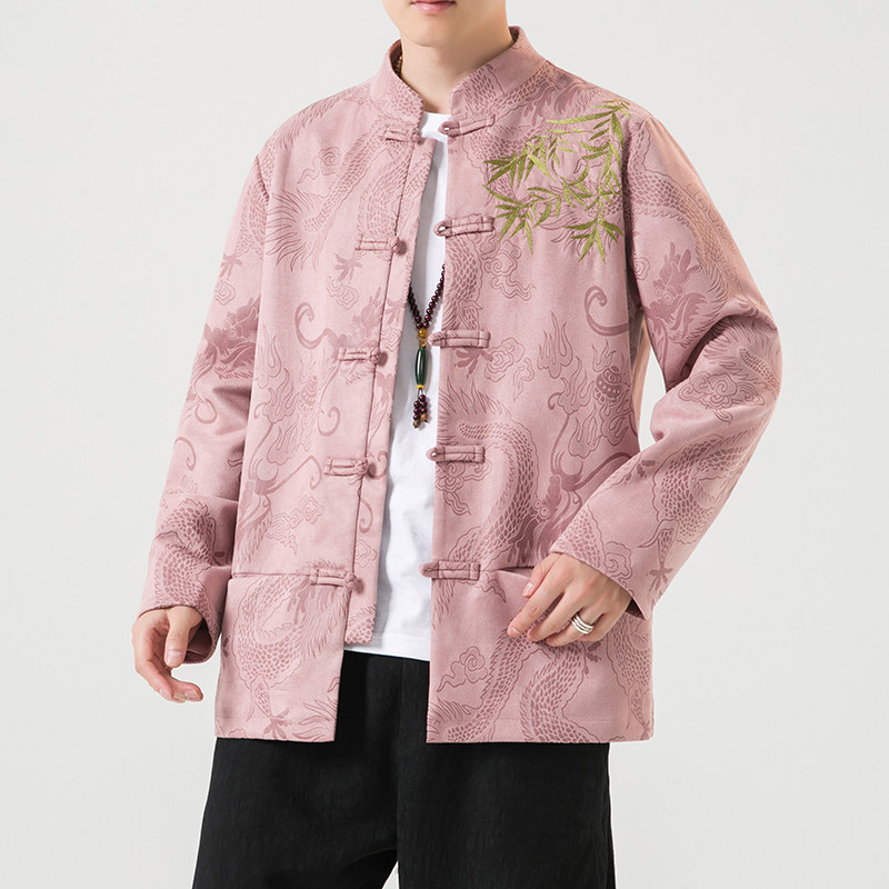 2024秋冬风男装鹿皮绒刺绣唐装汉服夹克外套C229/Y756/P105,男装夹克,电商C229