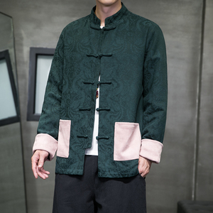 2023秋冬风男装拼接盘扣中式唐装汉服夹克外套C229/Y794/P110图片